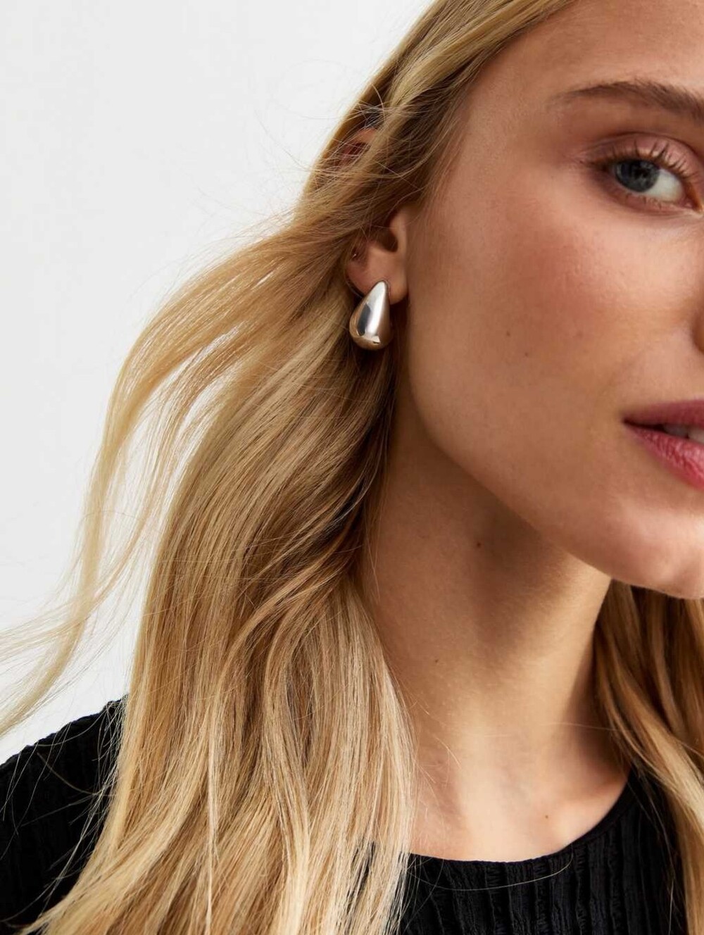 Silver Teardrop Hoop Earrings - Women Jewelry